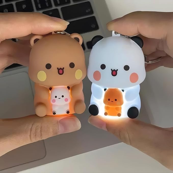 2PCS BuBu and Dudu Cute Keychains,Mini Kawaii Cartoon Statue Figurine Key Chain