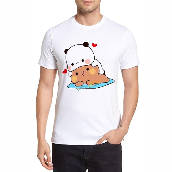 Bubu Dudu Lover Round Neck T-Shirt Regular Fit Milk Mocha Bears Panda Gugu Bubu Dudu Cartoons Pack of 1