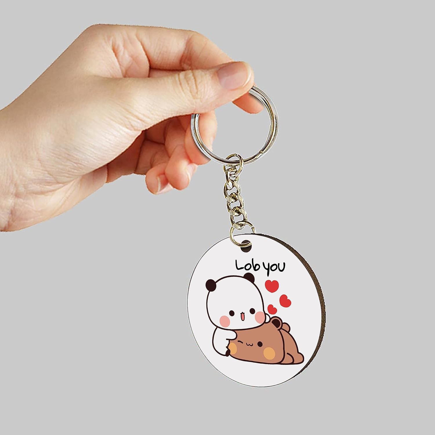 Bubu Dudu Love Gift Water Bottle Aluminium with Coffee Mug, Wooden Keychain Combo Pack NMSK (Multicolor)