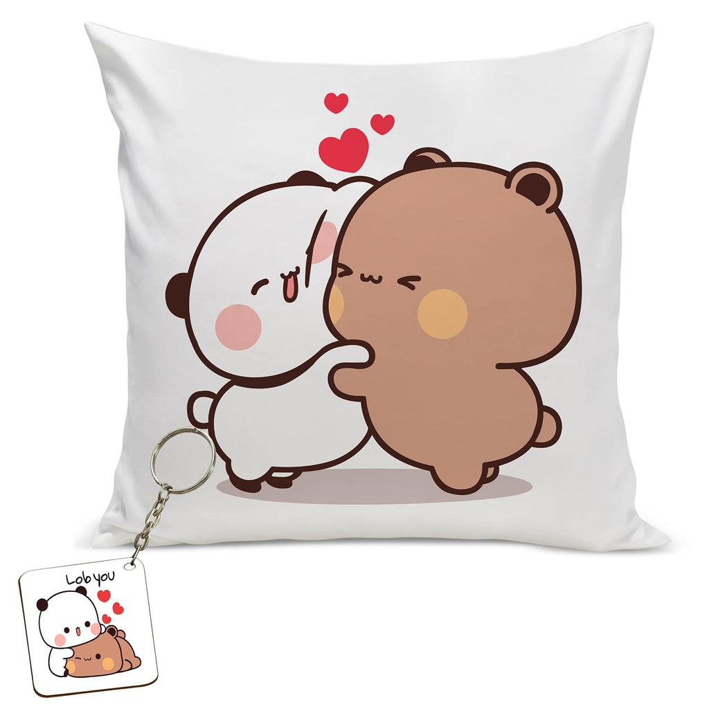 Bubu Dudu Cushion Love Gift for Birthday | Gift for Wife Cushion Cover with Filler AT-25