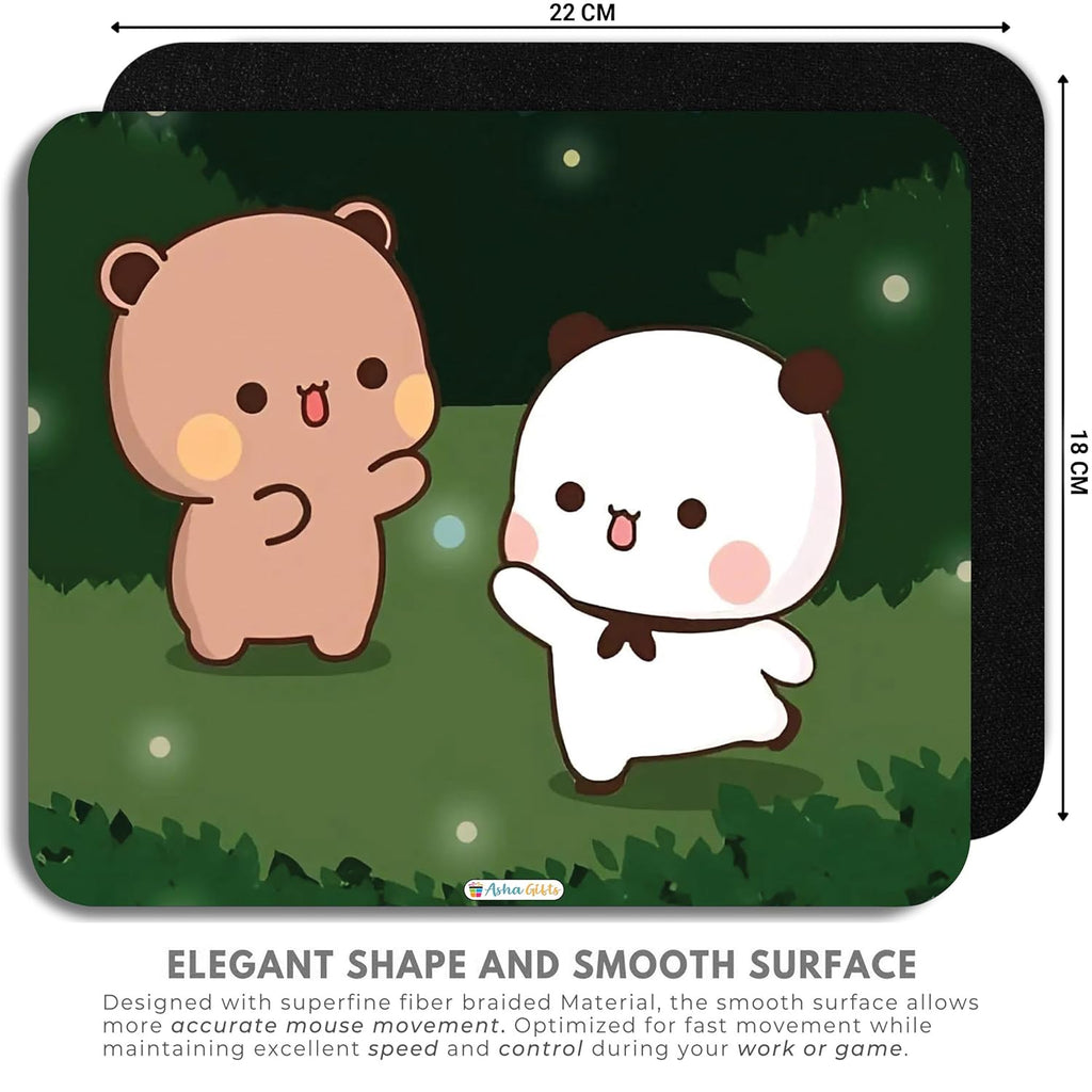 Bubu Dudu Mouse Pad for Laptop PC, Notebook, MacBook Pro Air, Gaming Computer (22 x 18 cm), Anti-Slip Rubber Base Mousepad